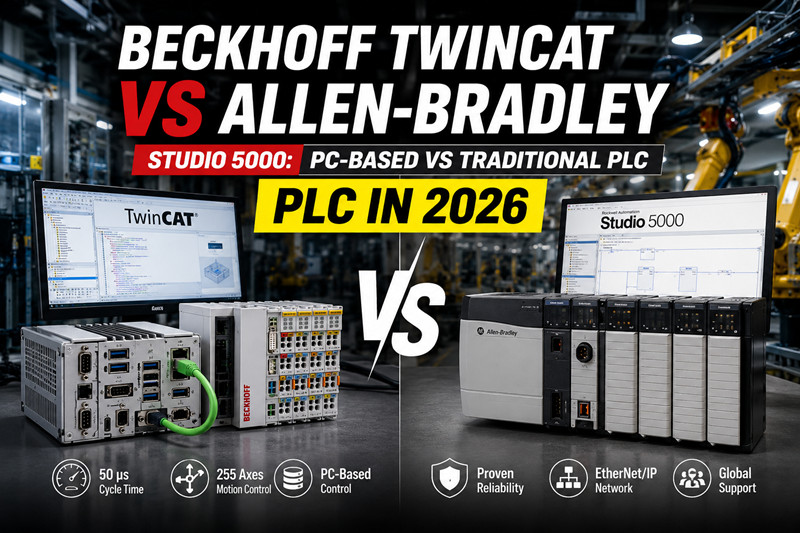 Beckhoff TwinCAT contro Allen-Bradley Studio 5000: PLC basati su PC contro PLC tradizionali nel 2026