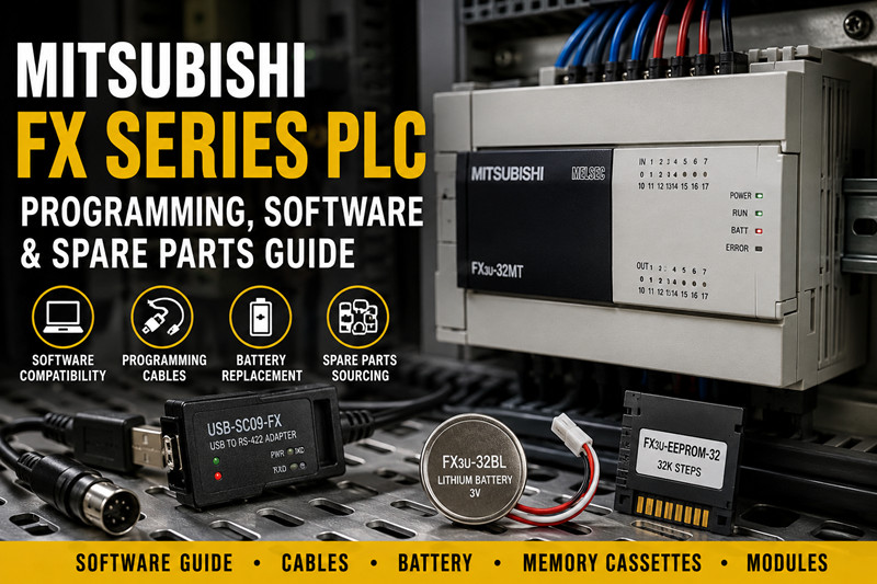 PLC Mitsubishi serie FX: Guida alla programmazione, al software e ai ricambi