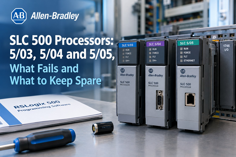 Processori Allen-Bradley SLC 500: 5/03, 5/04 e 5/05, cosa si guasta e cosa tenere di scorta